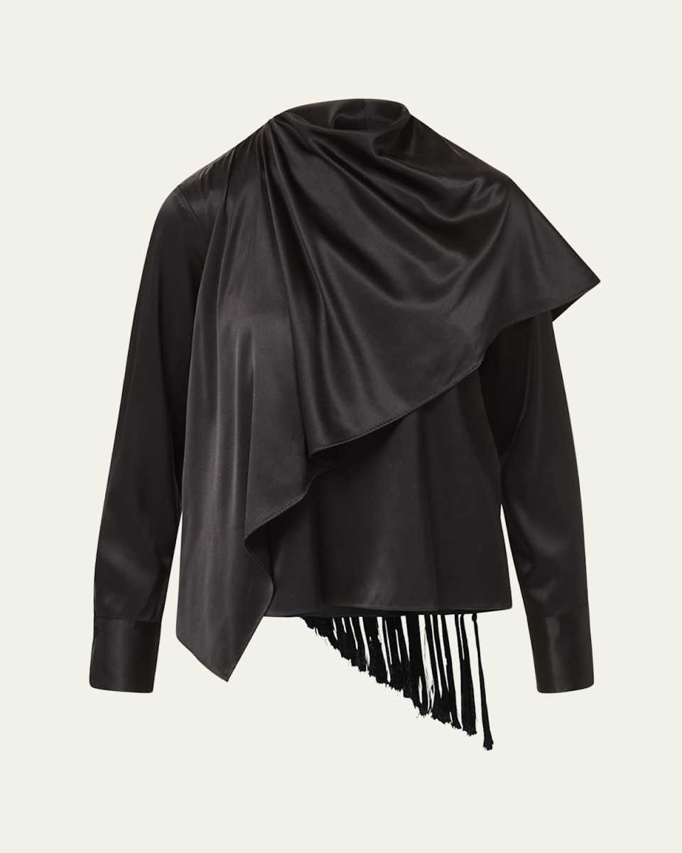 Daleney Draped Silk Scarf Blouse